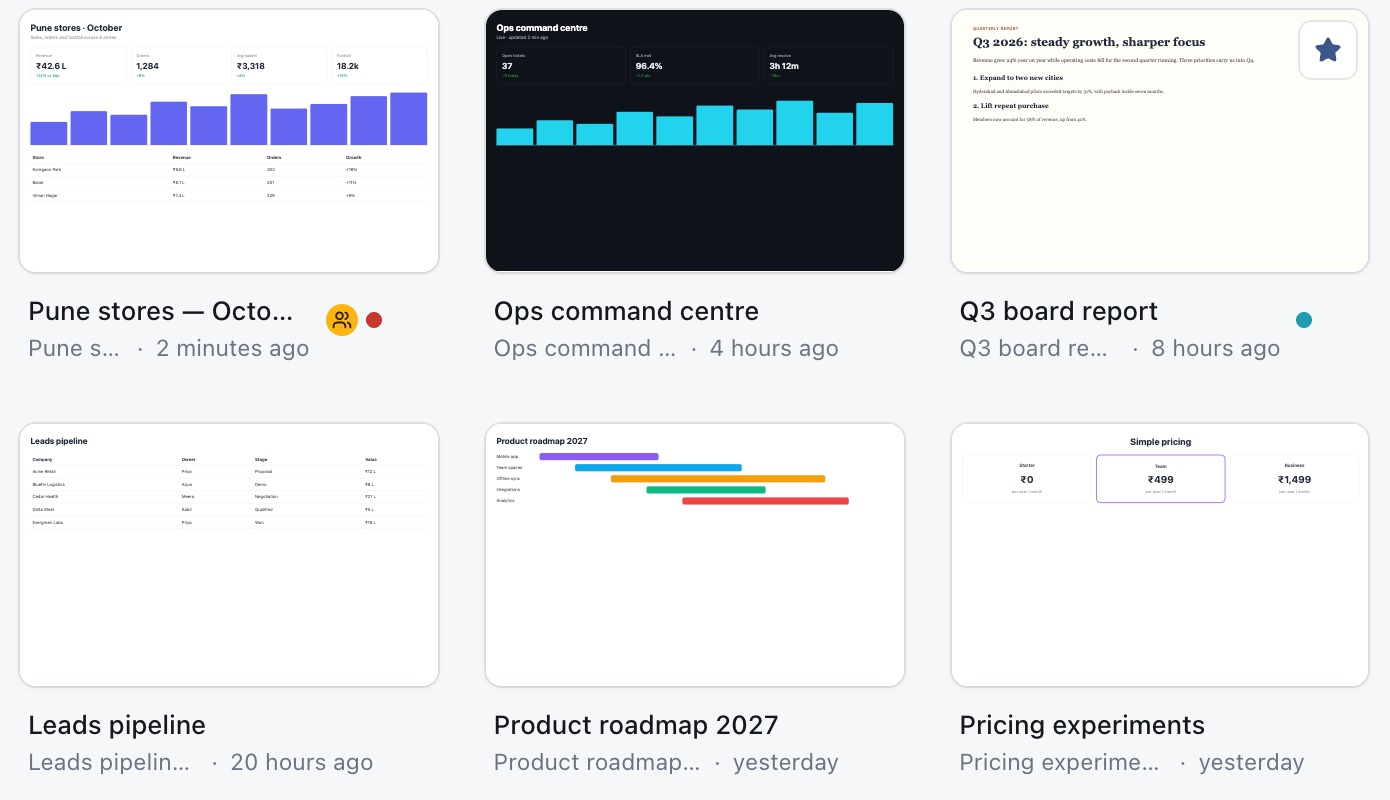 Live previews of eight HTML files in a grid.